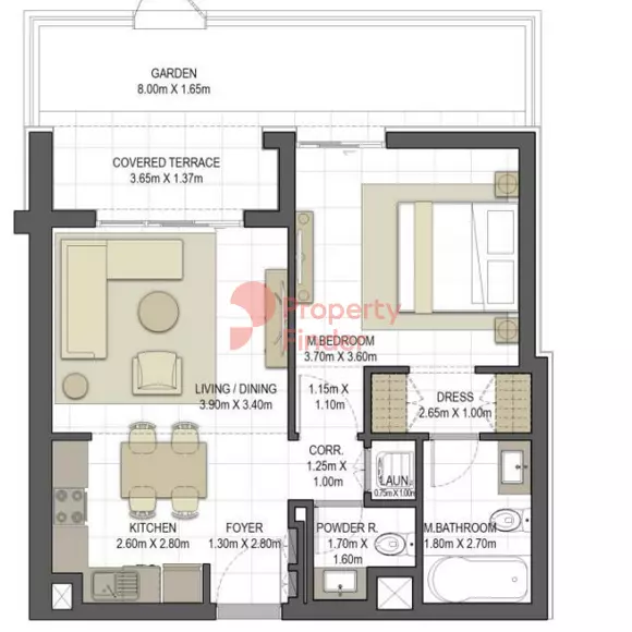 Aysha Residences By Eagle Hills B2-TYPE 1C-1, 1 bed