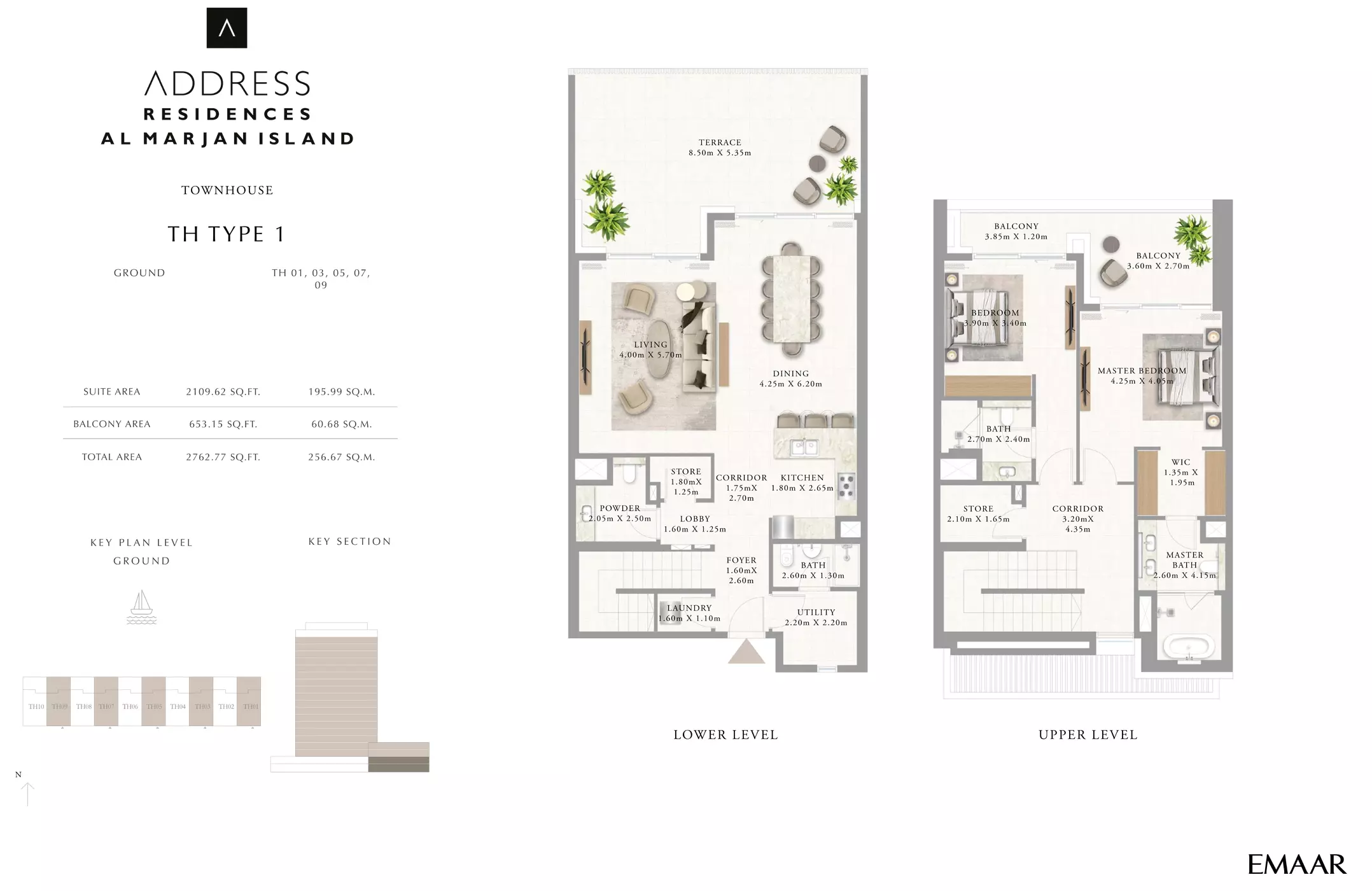 Address Residences Al Marjan Island Building 2 _ Type 1 lower 2BR, 2 beds