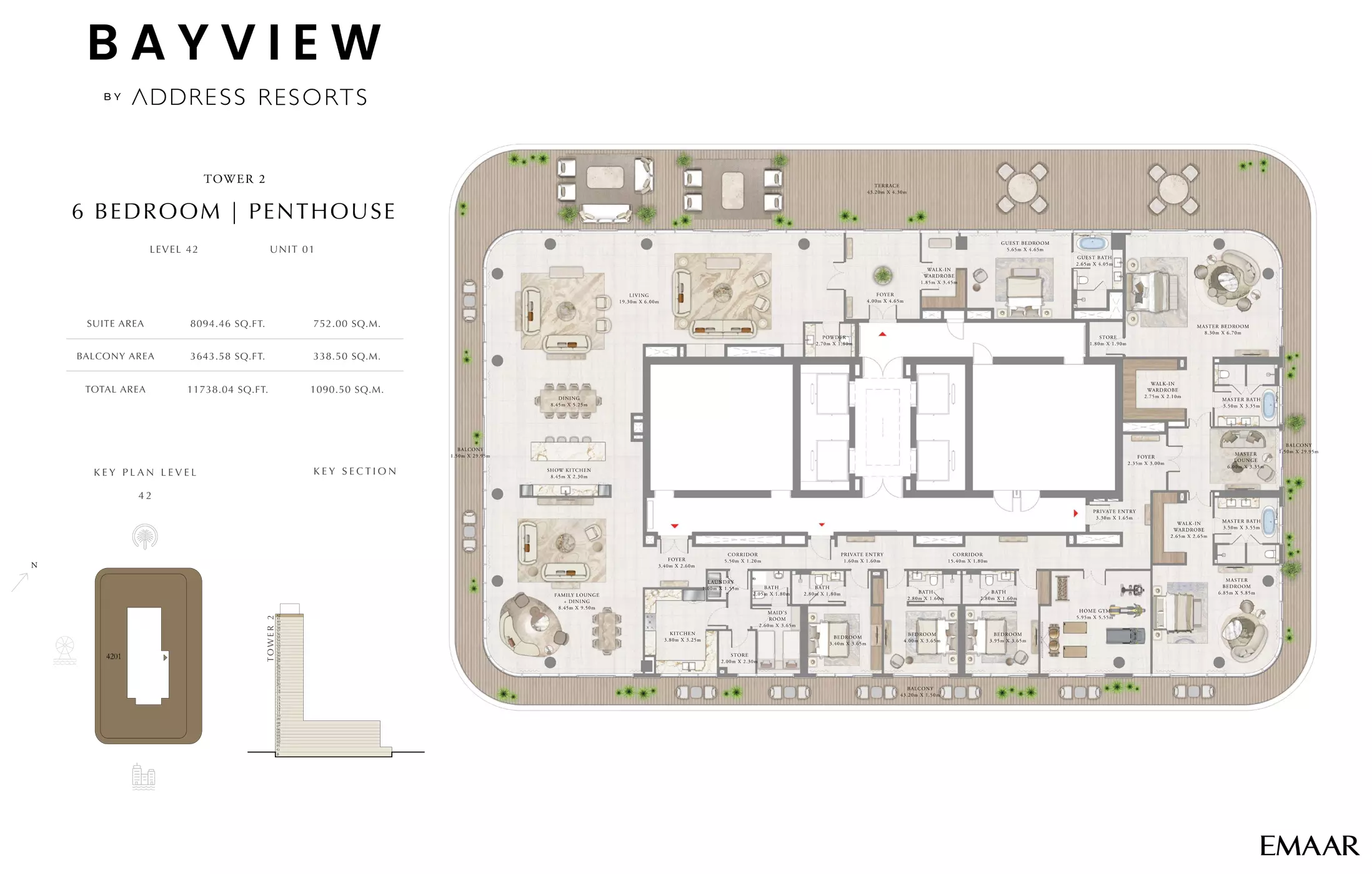 Bayview By Emaar Unit 1, Level 42, 6 beds