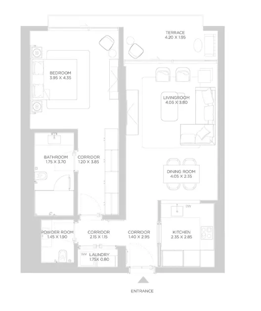 Rixos Phase 2 By Nakheel — 1BR floor plan