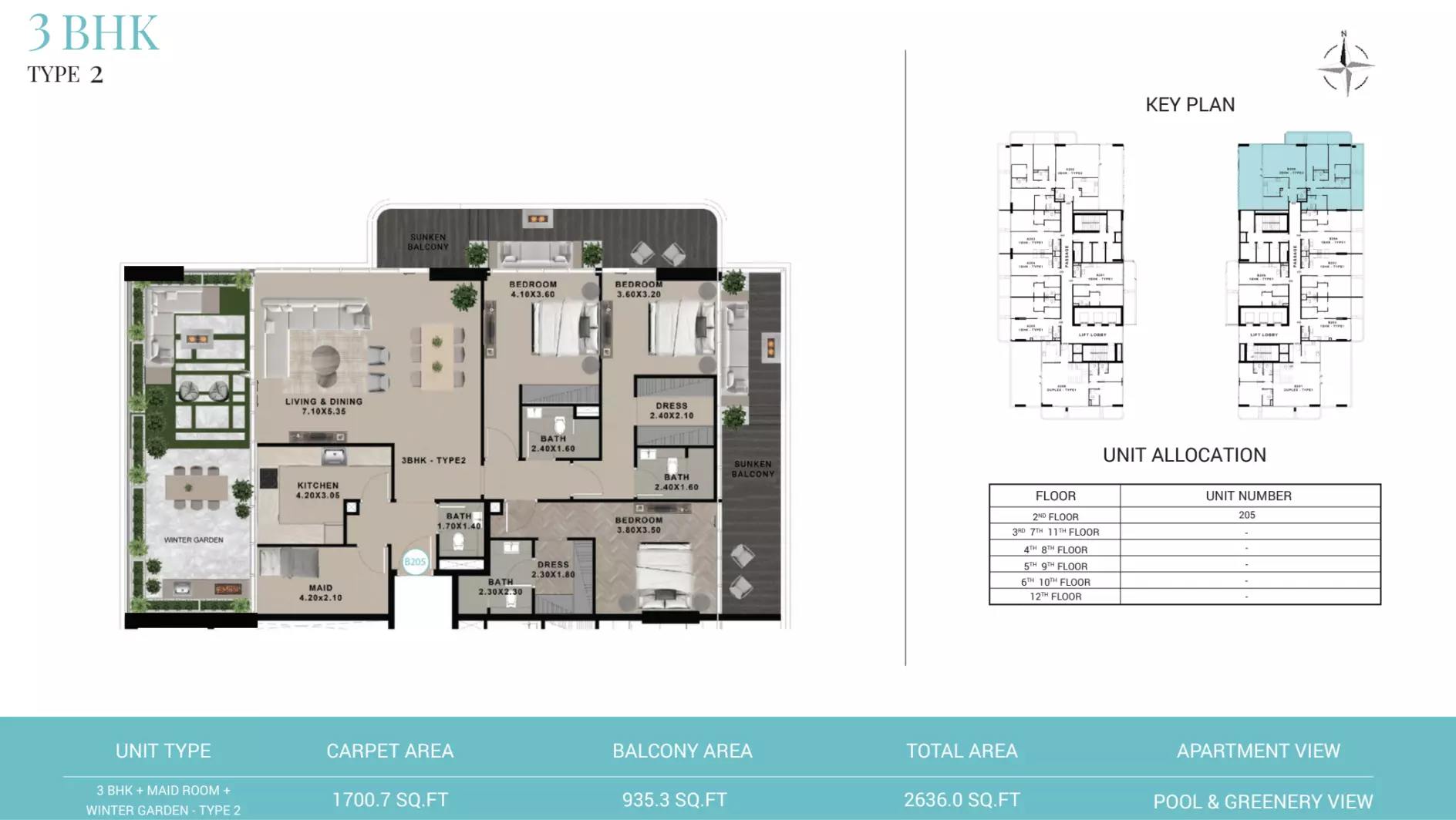 Reef 999 Type 2 - Tower B, 3 beds