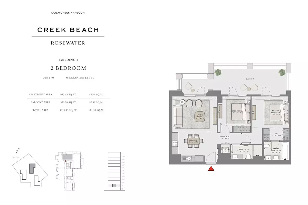 Creek Beach Rosewater B2-Type K, 2 beds