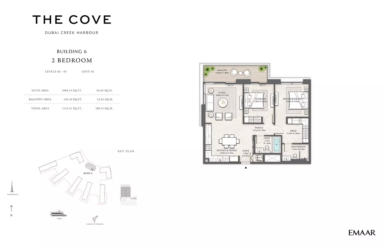 The Cove Phase 2 By Emaar Building 6 - Levels 02-07, Unit 04, 2 beds