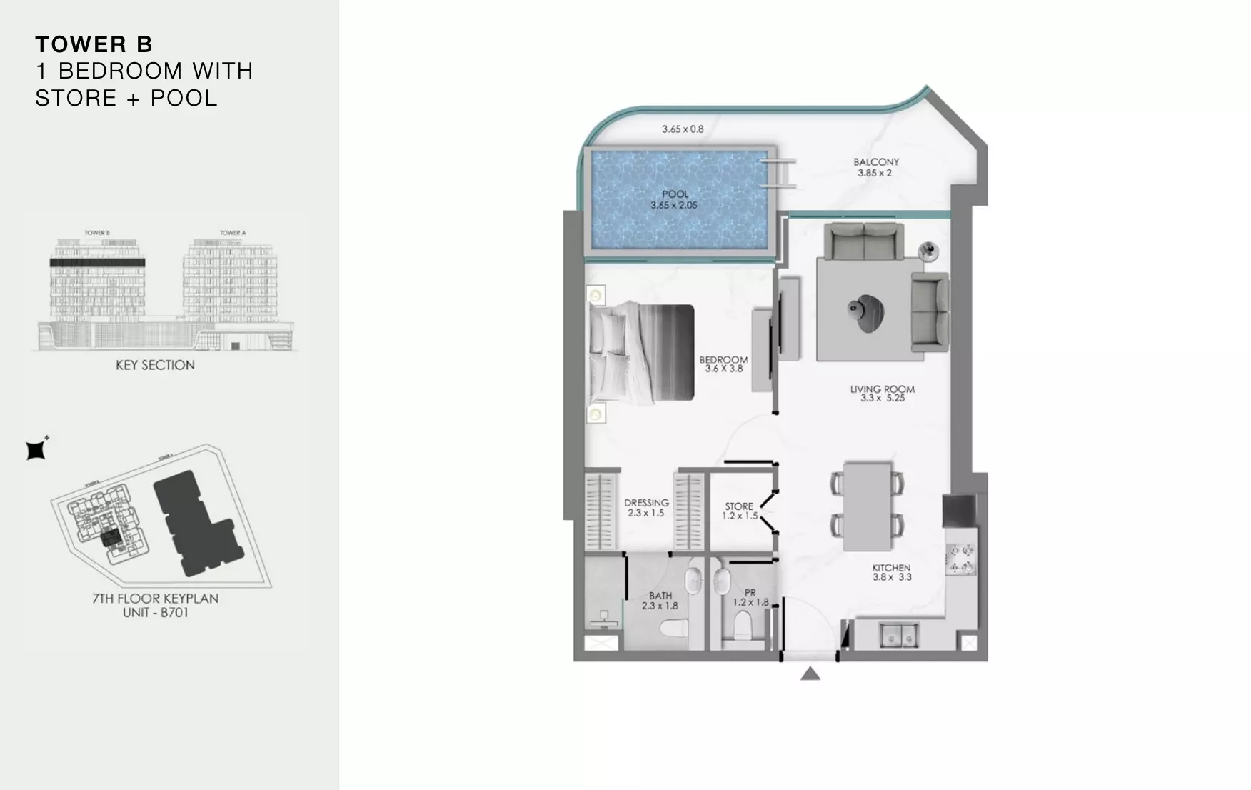 Ocean Bay by Samana Type 9-Tower B, 1 bed