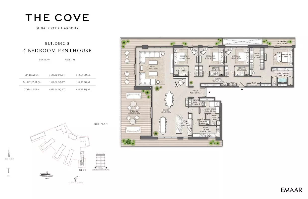 The Cove Phase 2 By Emaar Building 5 - Level 07, Unit 01, 4 beds