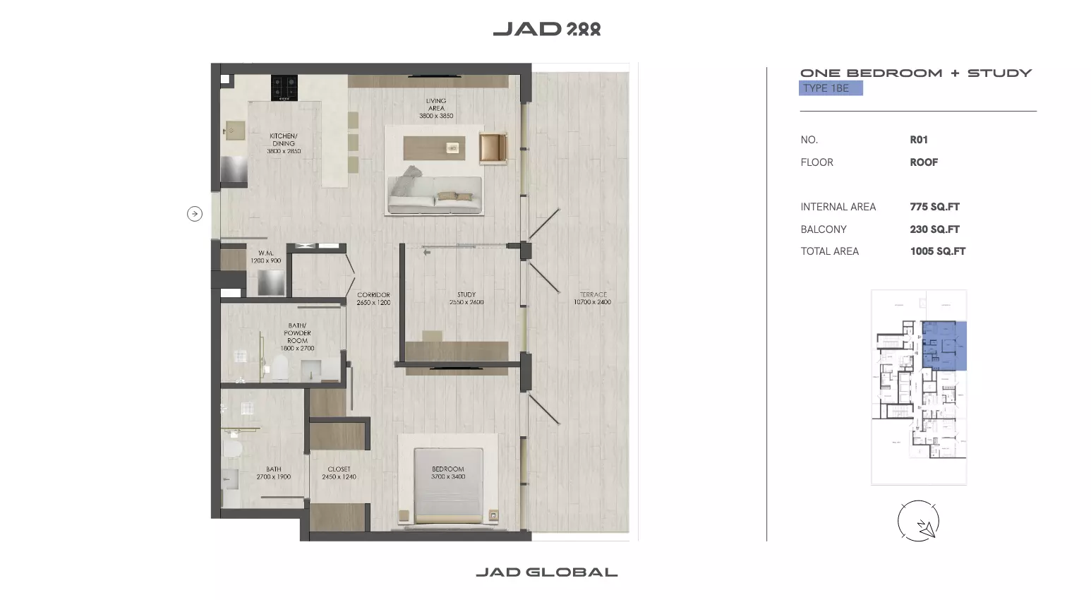 JAD288 - Type 1 Study-Tower C Floor Plan