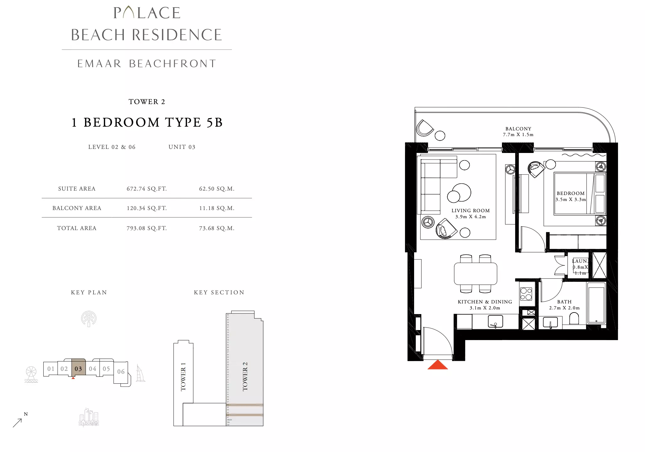Palace Beach Residence Type 5B, 1 bed