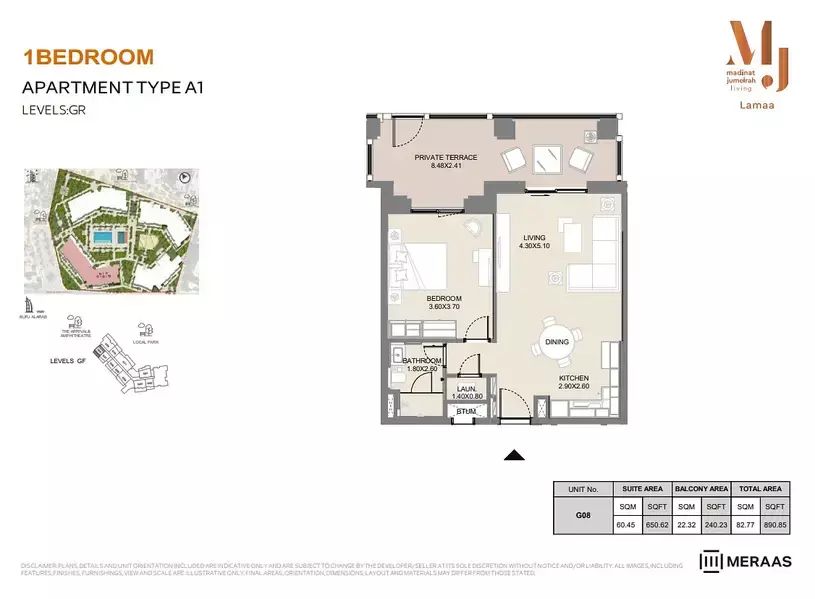 Lamaa Mjl Building 2 - Type A1 - G08, 1 bed