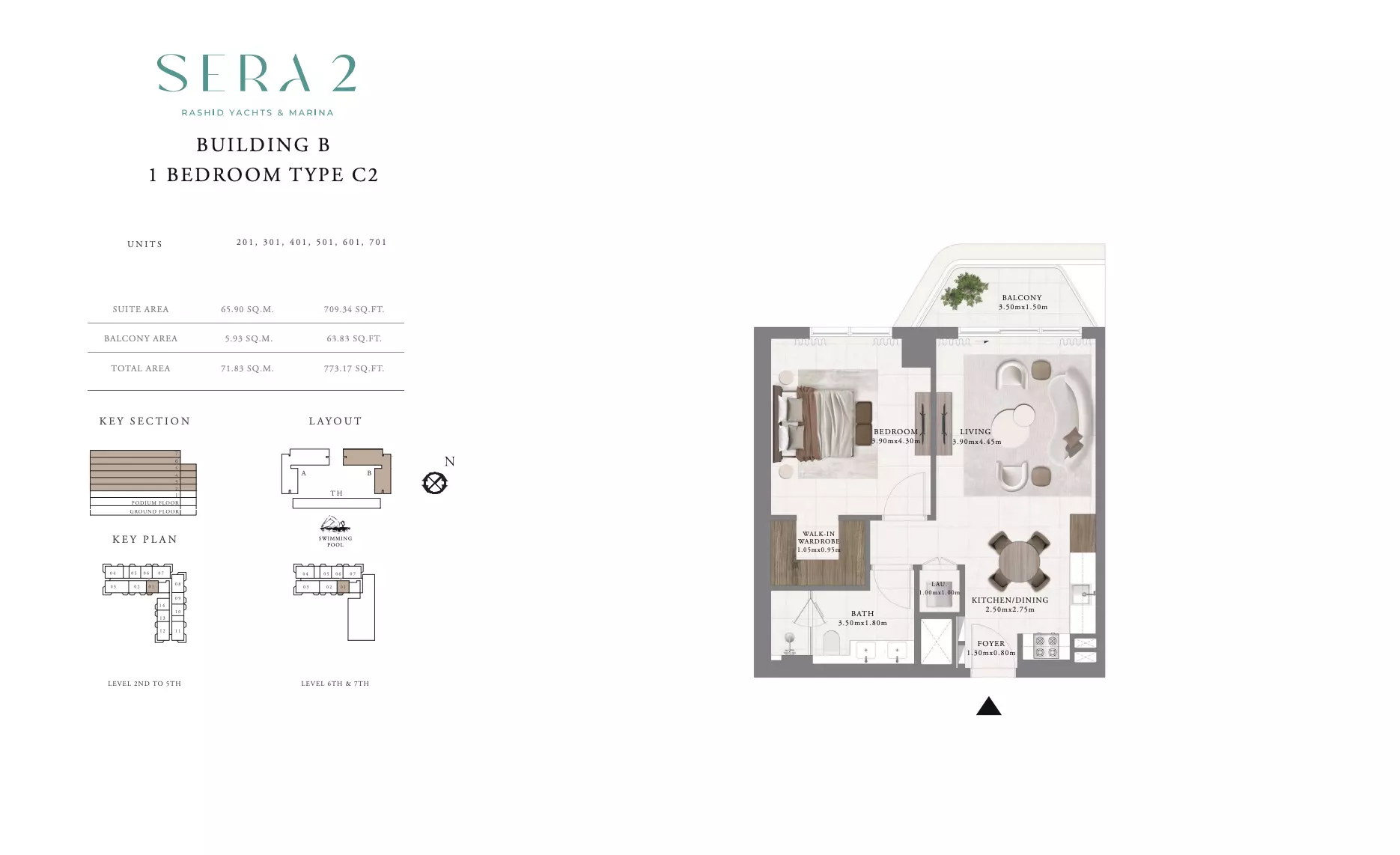 Sera Phase 2 By Emaar Type C2-Building B, 1 bed