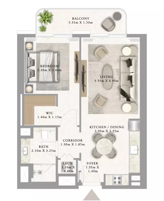 Address Residences Al Marjan Island — 1BR floor plan