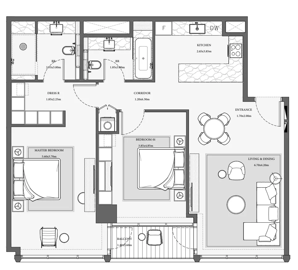Verve City Walk Tower B-Type 10, 2 beds