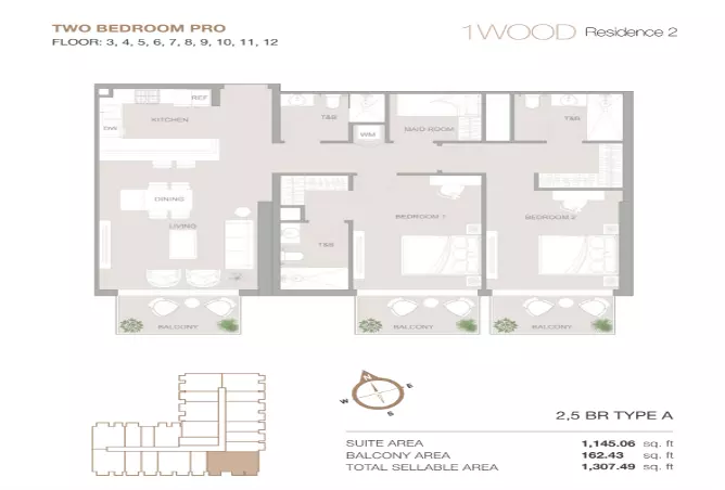 1WOOD Residence Phase 2 By Object 1 — 3BR floor plan