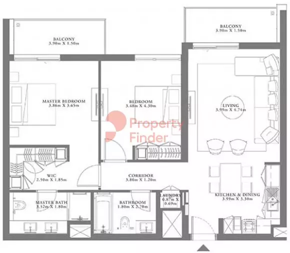 Seagate Type 1 Building 3 Unit 3 Level 9-10, 2 beds