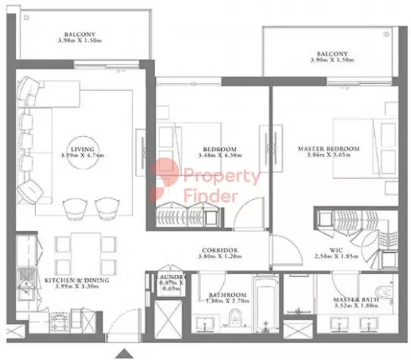 Seagate Type 1 Building 3 Unit 7 Level 7-8, 2 beds