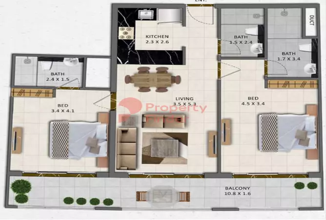 Gardenia Livings — 2BR floor plan