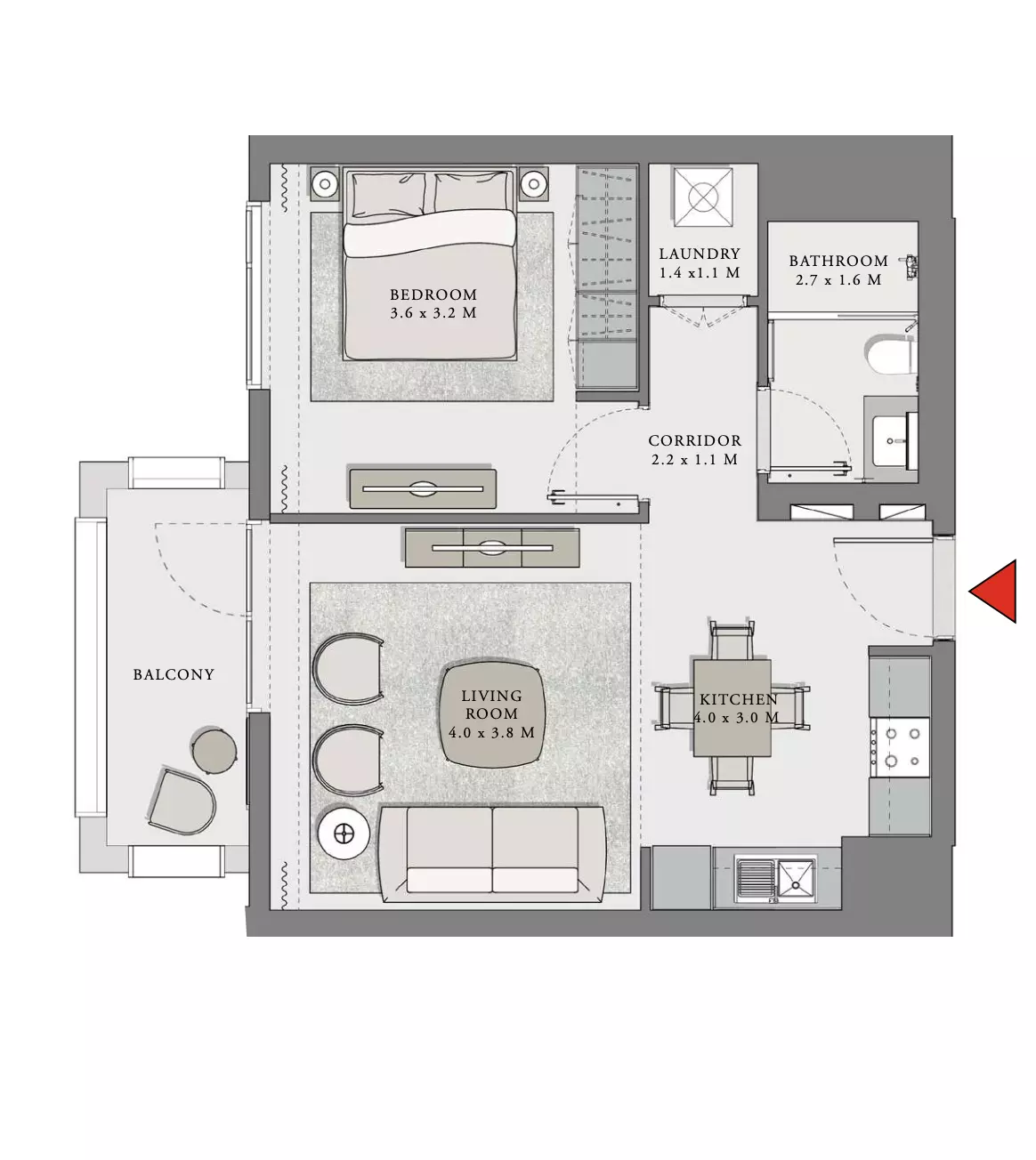 Creek Beach - Lotus — 1BR floor plan