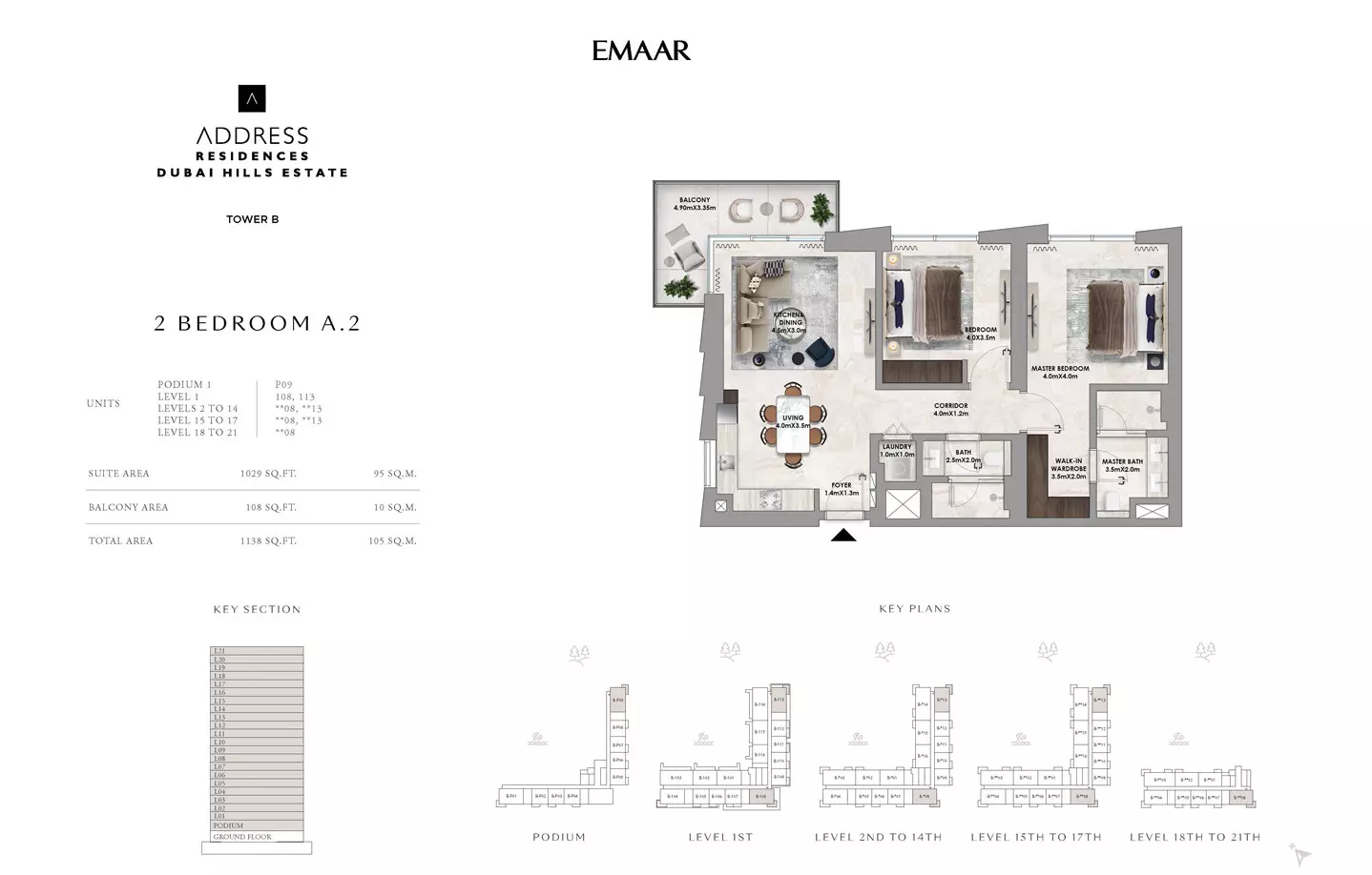 Address Residences L Dubai Hills Estate — 2BR floor plan
