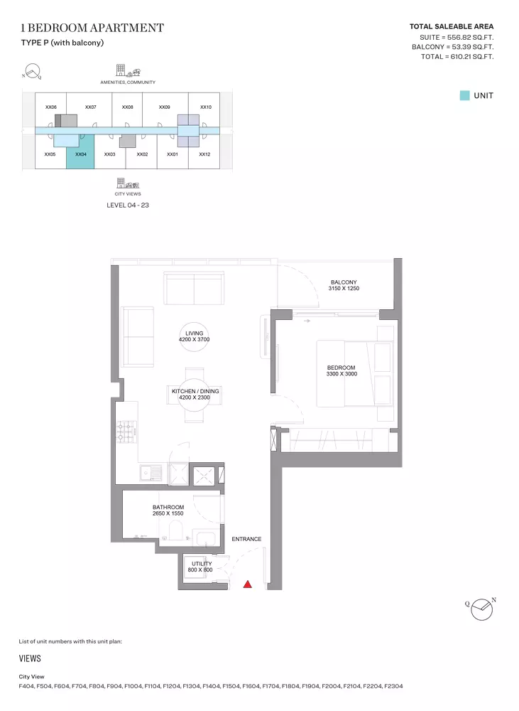 Sobha Orbis Type P-Tower F, 1 bed