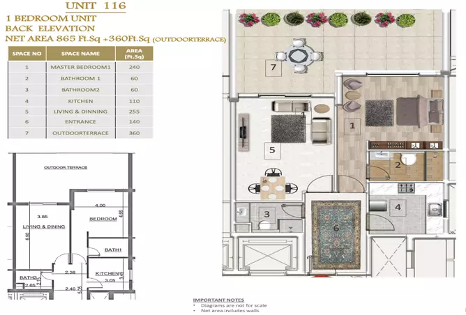 The Maiden Residence — 1BR floor plan