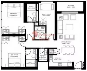 The Crest By Sobha Type B, 2 beds
