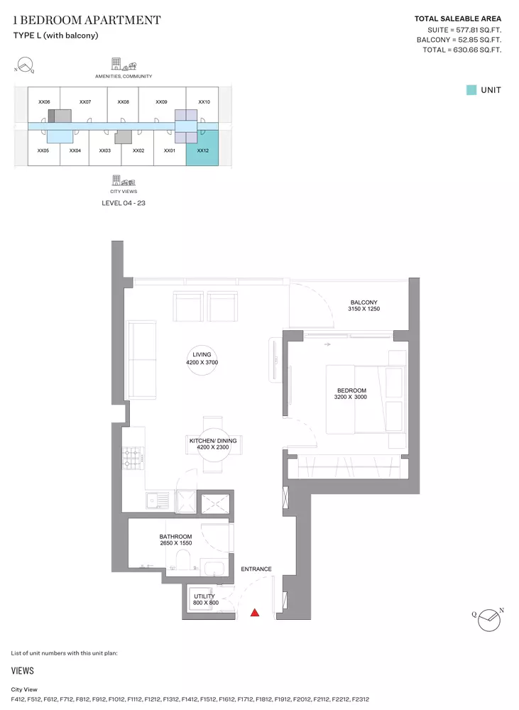 Sobha Orbis Type L-Tower F, 1 bed