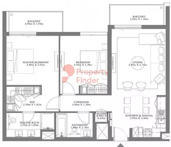 Seagate Type 1A Building 3 Unit 5 Level 1, 2 beds