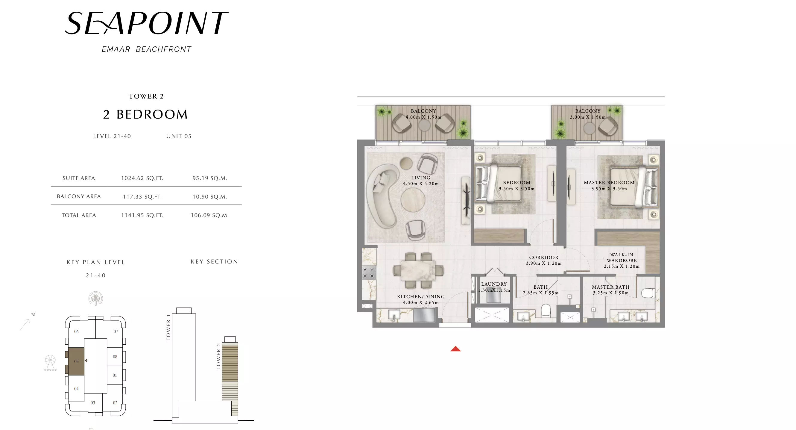 Seapoint T2-Level 21- 40 ,Unit 05, 2 beds