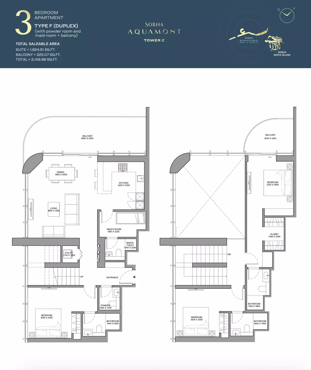 Sobha Aquamont Type F-Tower C, 3 beds