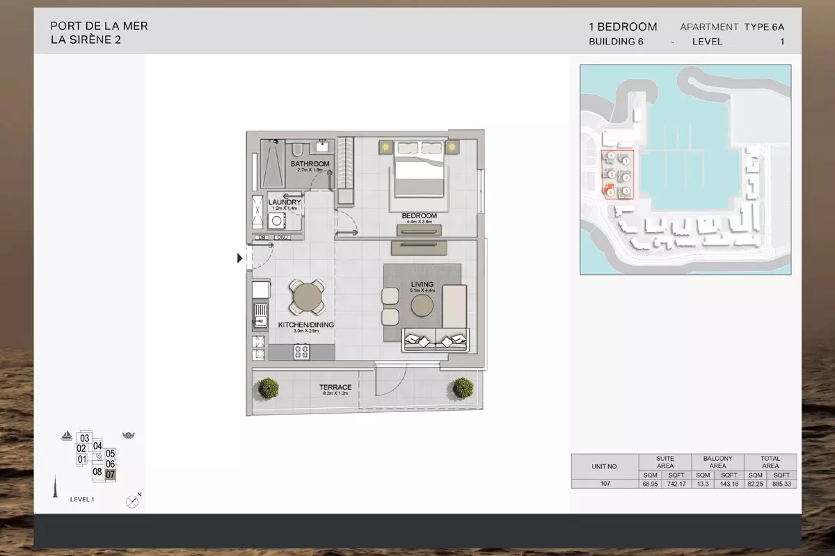 La Sirene Phase 2 By Meraas Type 6A-Building 6, 1 bed