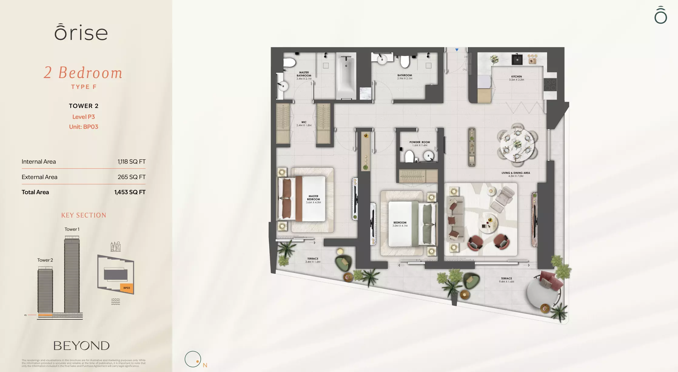 Orise — 2BR floor plan