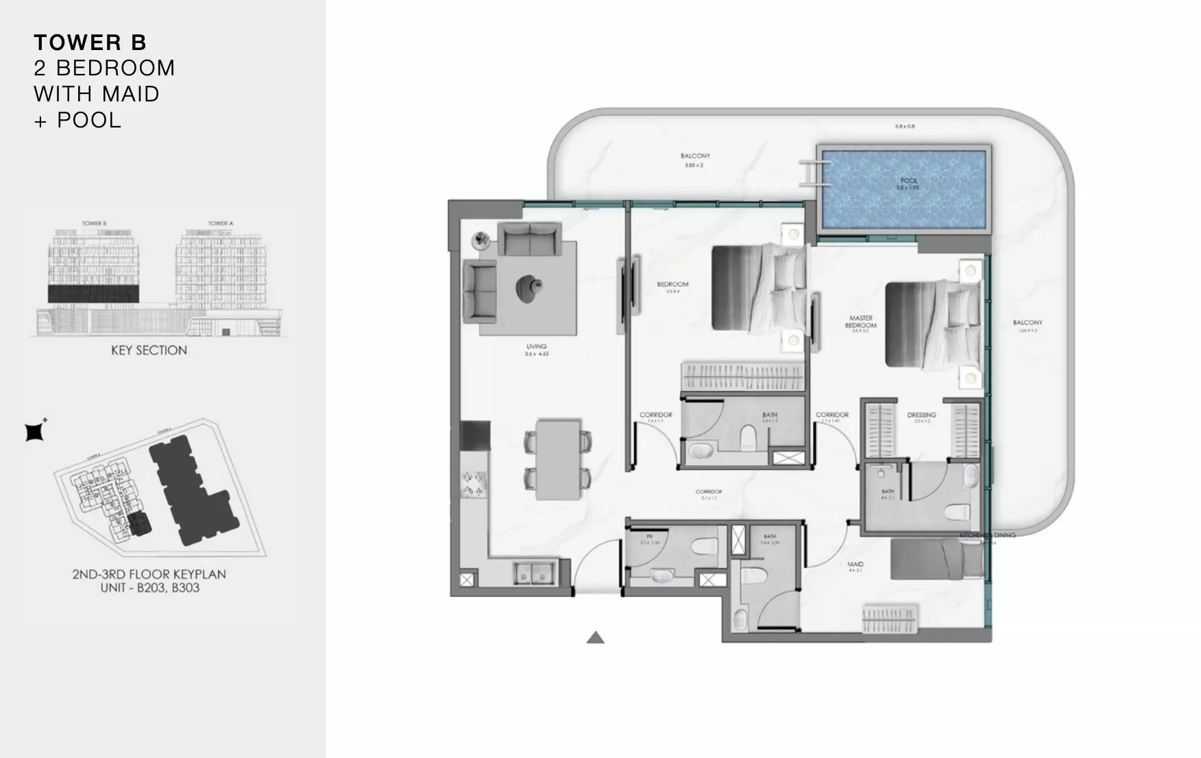 Ocean Bay By Samana Developers — 2BR floor plan