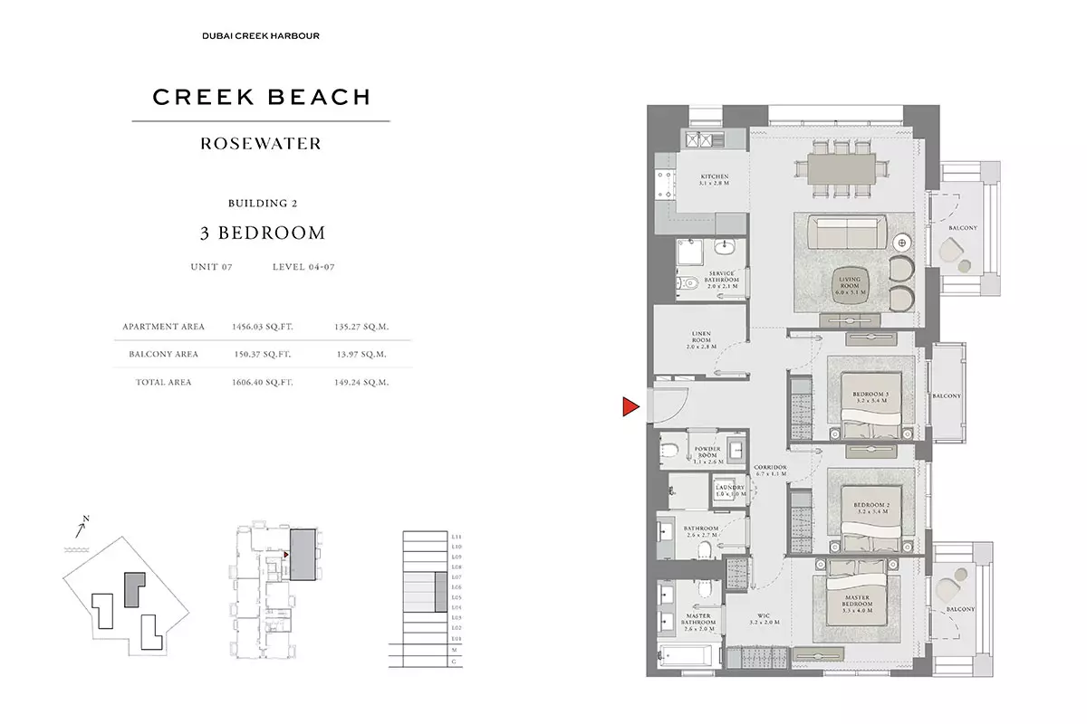 Creek Beach Rosewater B2-Type G, 3 beds