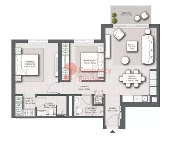 Park Horizon Type B building 2 level 2-19 unit 1, 2 beds