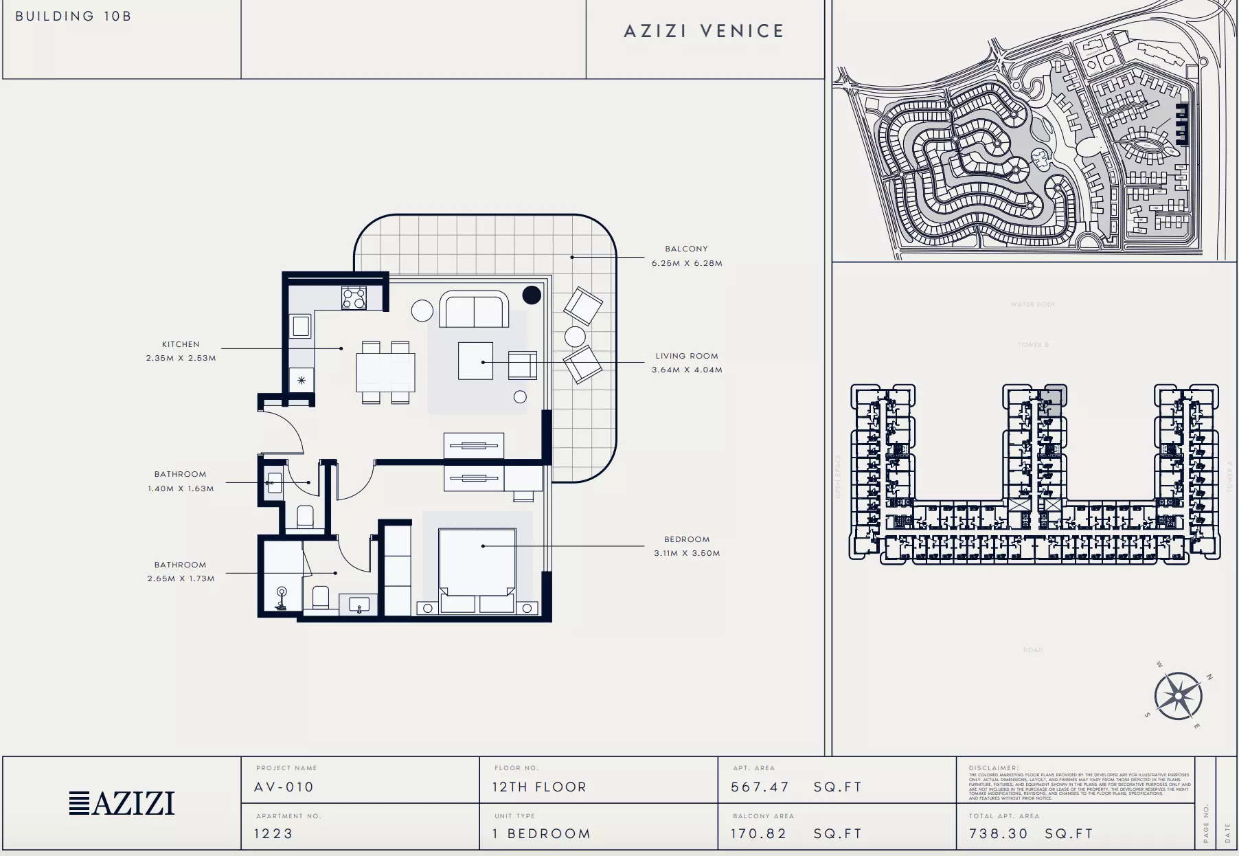 Azizi Venice 10 Type 1223-Building B, 1 bed