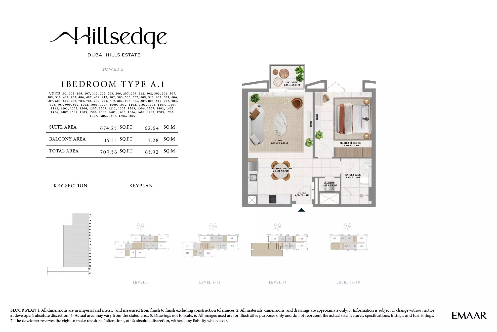 Hillsedge Type A.1-Tower B, 1 bed
