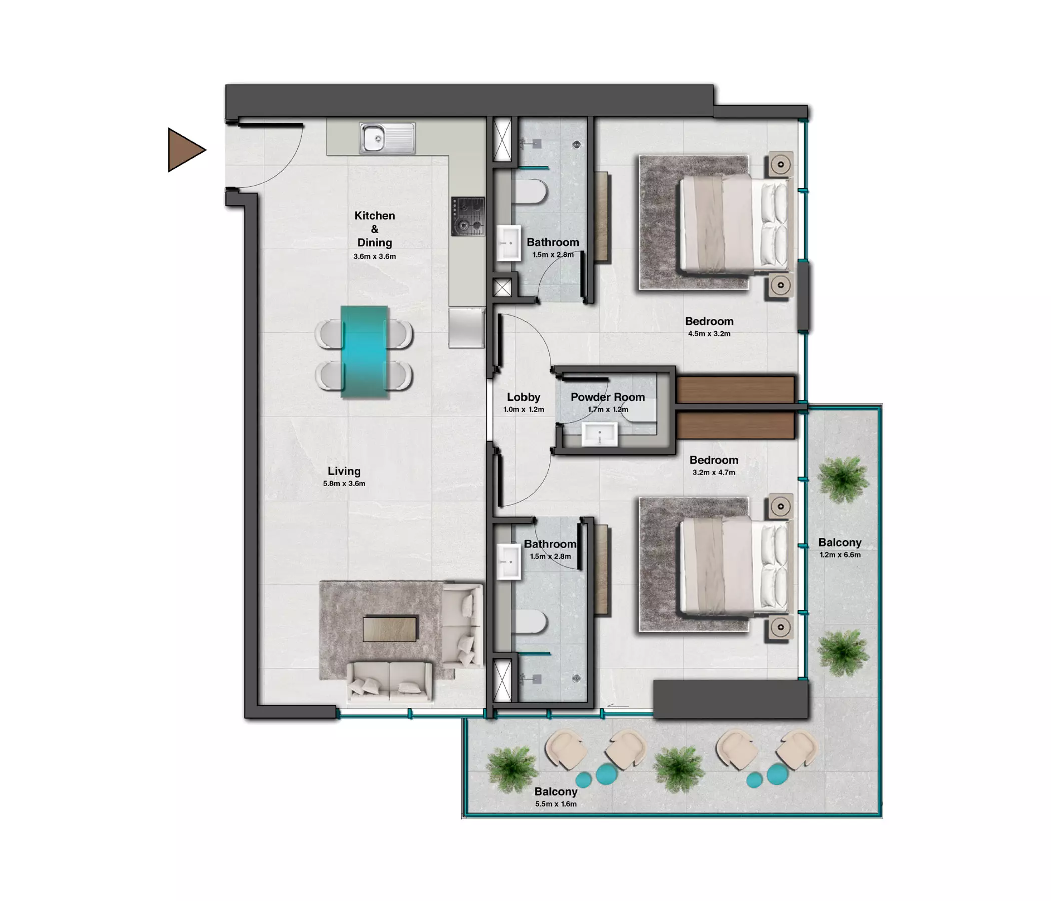 Skyhills Iii By Hre — 2BR floor plan