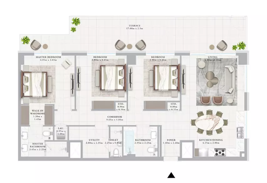 Ocean Point 1 By Emaar B2-Type 2C, 3 beds