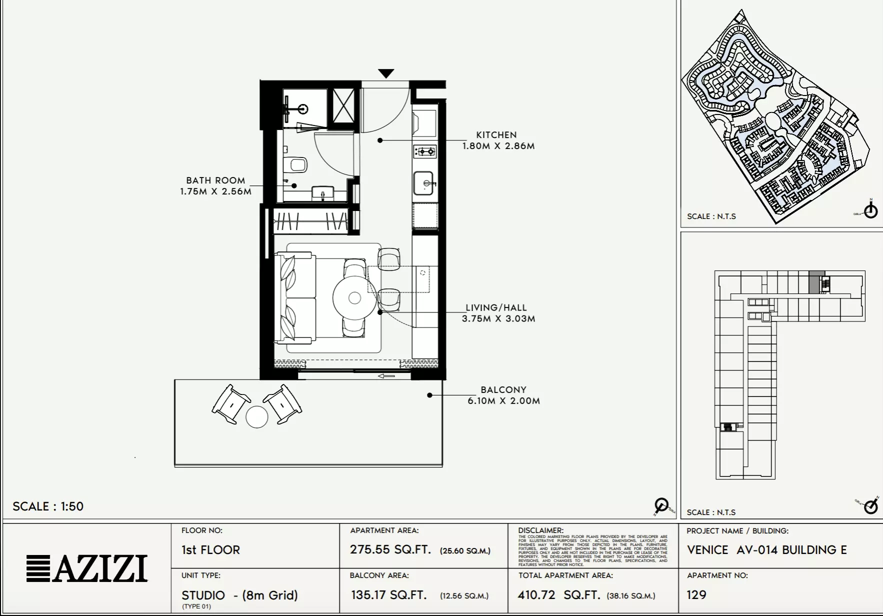 Azizi Venice 14 Type 129-Building E, studio