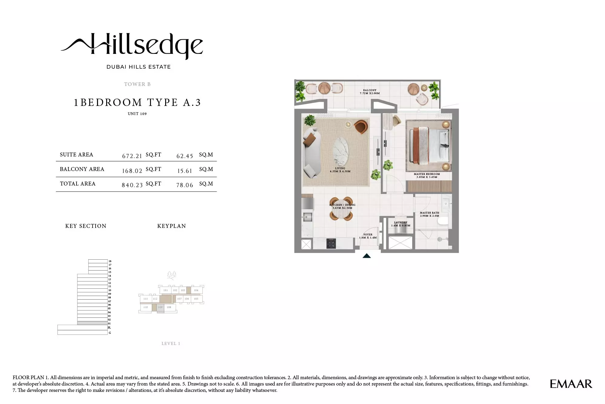 Hillsedge — 1BR floor plan