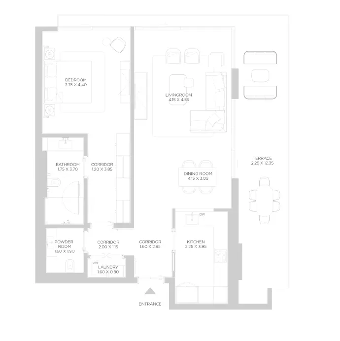 Rixos Phase 2 By Nakheel — 1BR floor plan