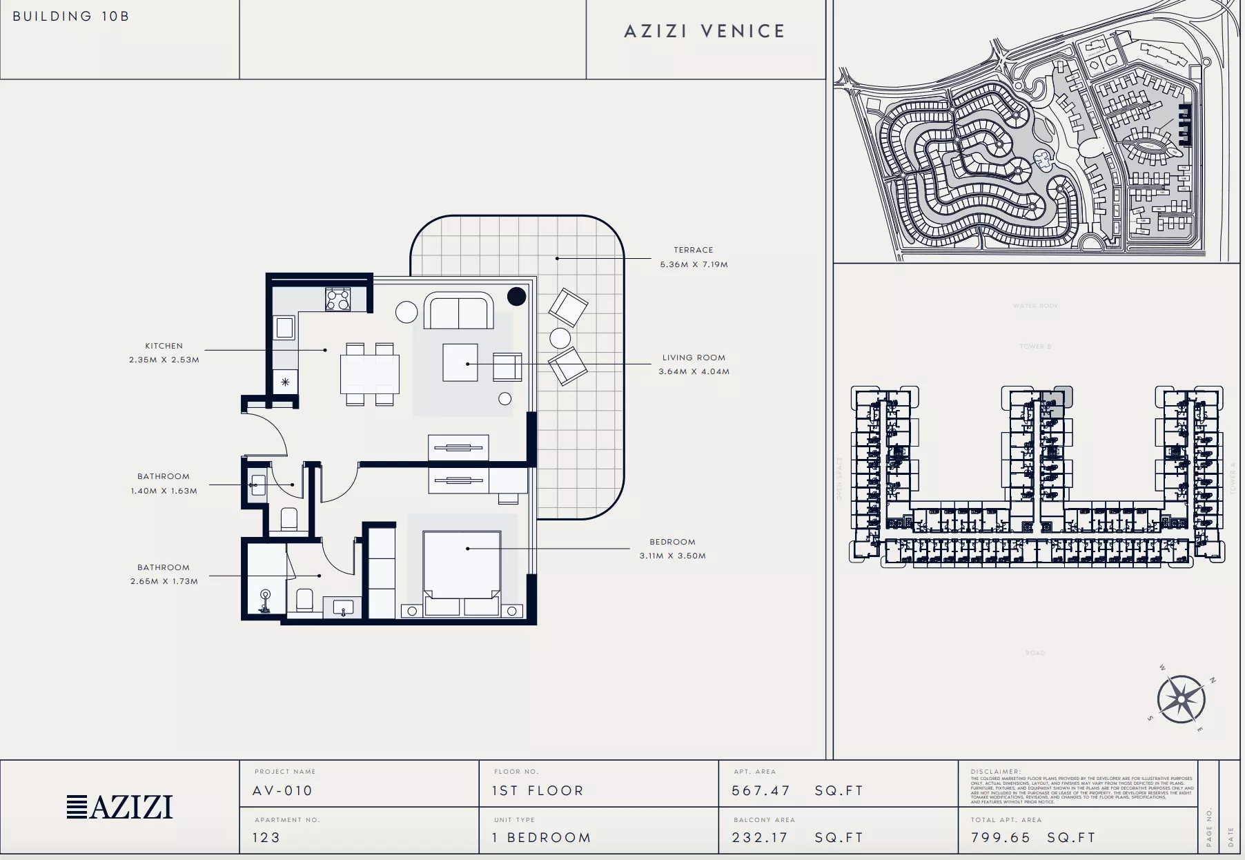 Azizi Venice 10 Type 123-Building B, 1 bed