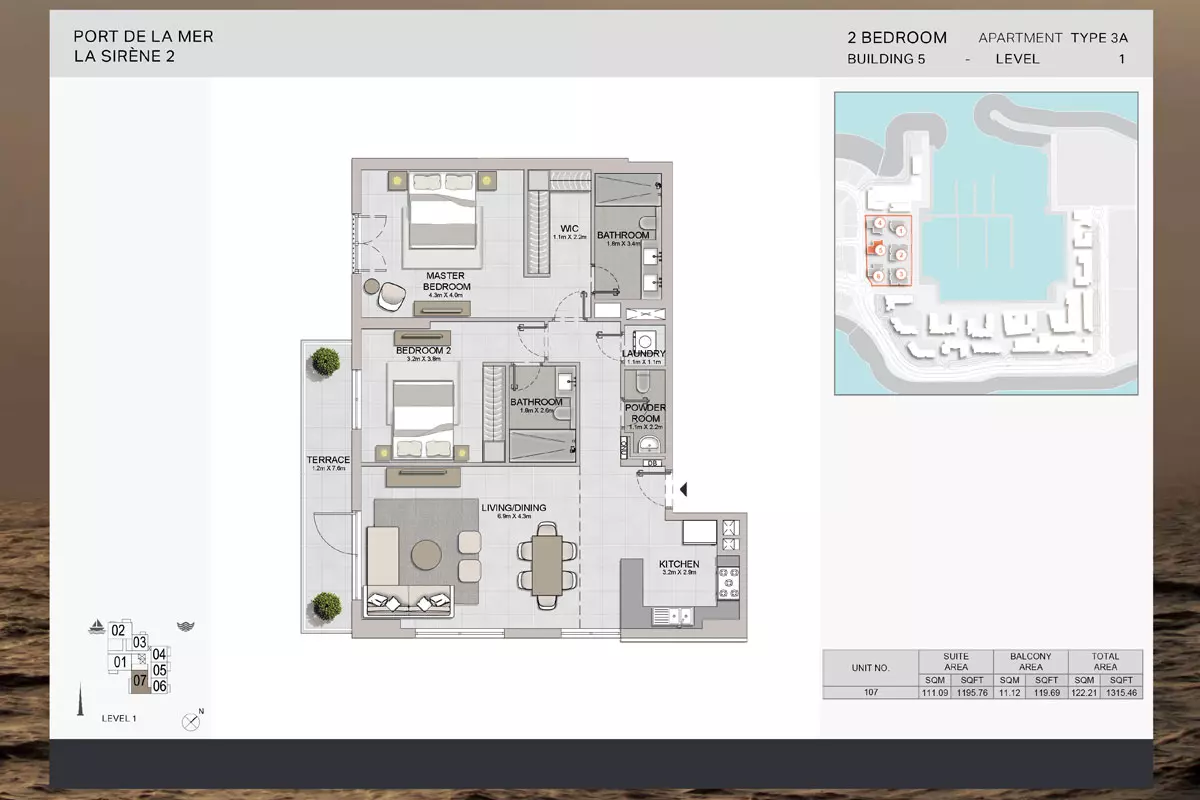 La Sirene Phase 2 By Meraas Type 3A-Building 5, 2 beds