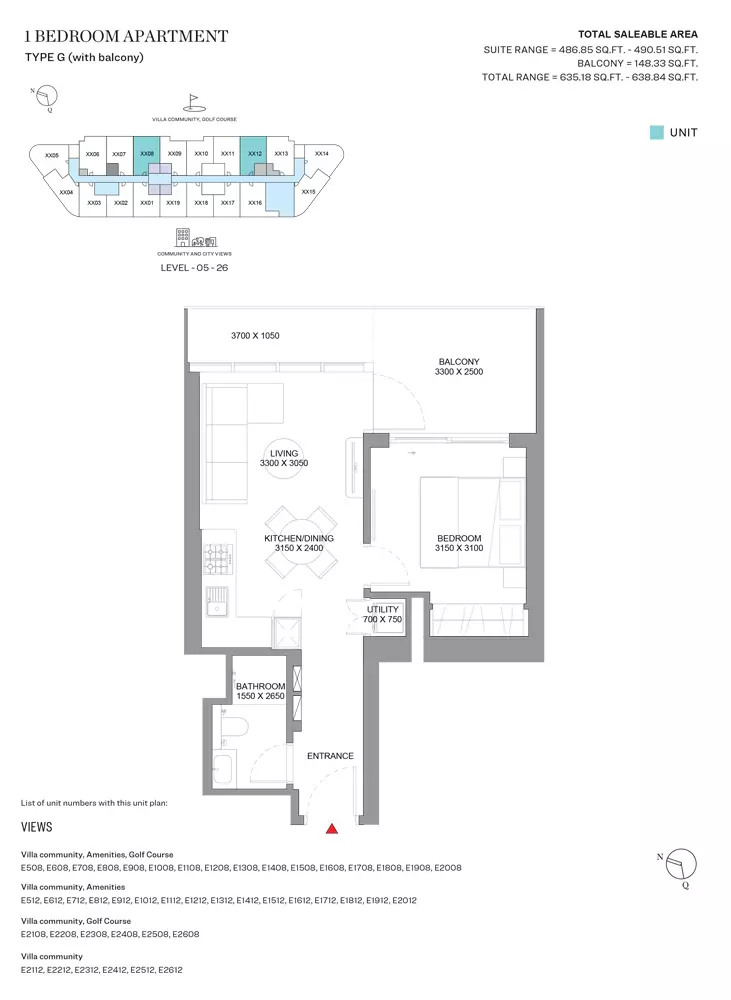 Sobha Orbis Type G-Tower E, 1 bed