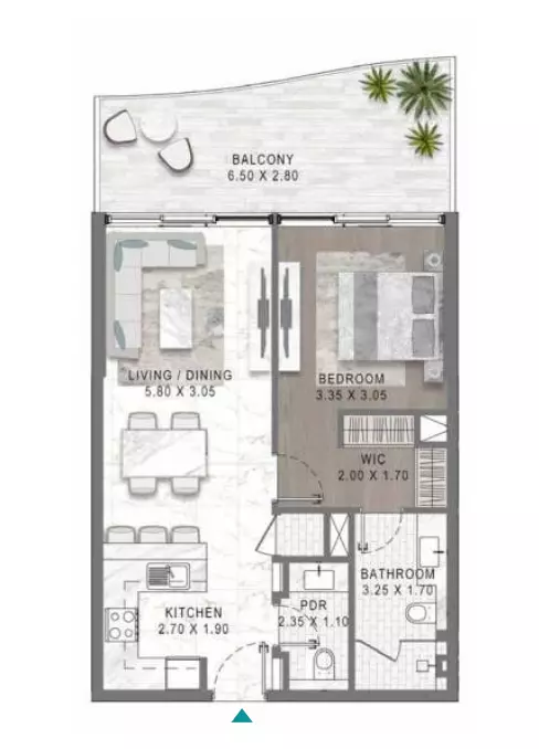 Lagoons Views Phase 2 By Damac Tower 11C, 11D, 12C & 12D Type 9, 1 bed