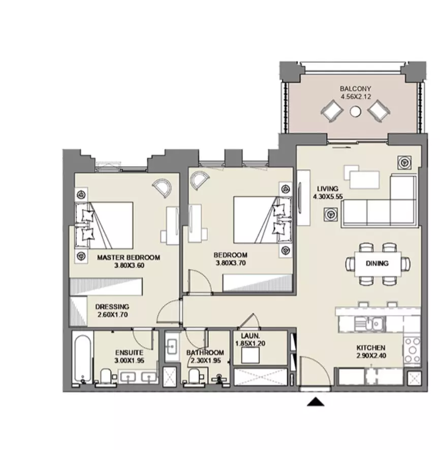 Al Jazi B2-Type A4, Level 2, 2 beds