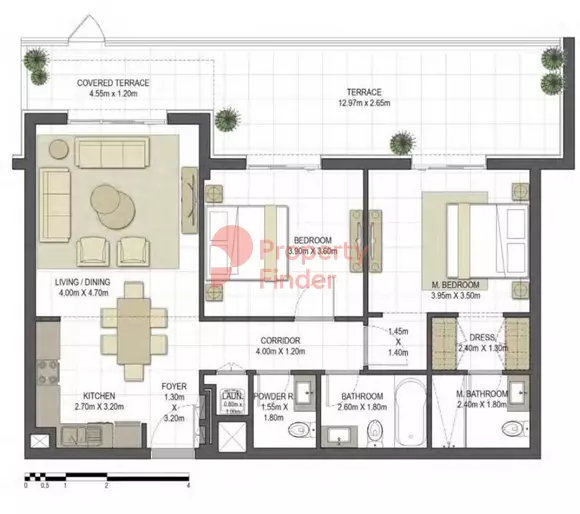 Aysha Residences By Eagle Hills Type A1, 2 beds