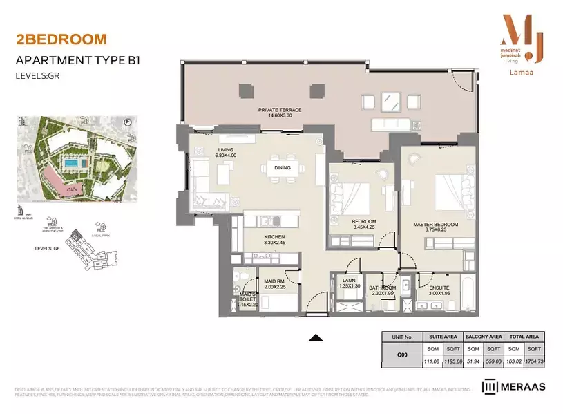 Lamaa Mjl Building 2 - Type B1 - Unit G09, 2 beds