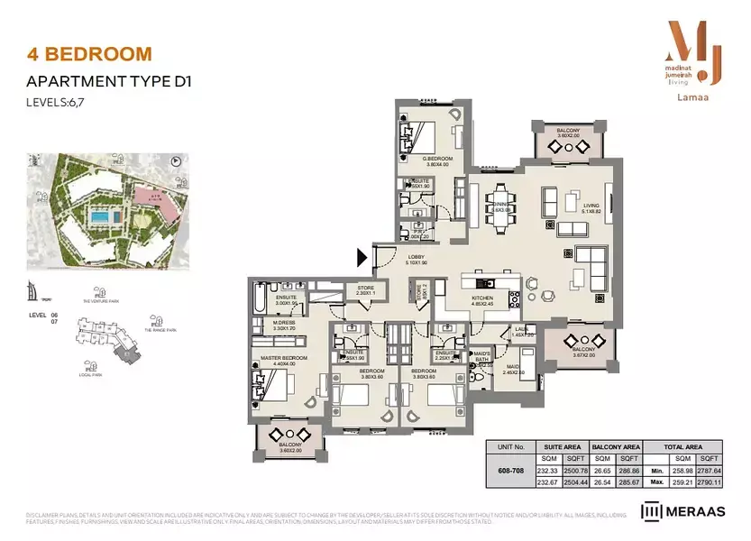Lamaa Mjl Building 4 -Type D1 - Unit 608, 708, 4 beds