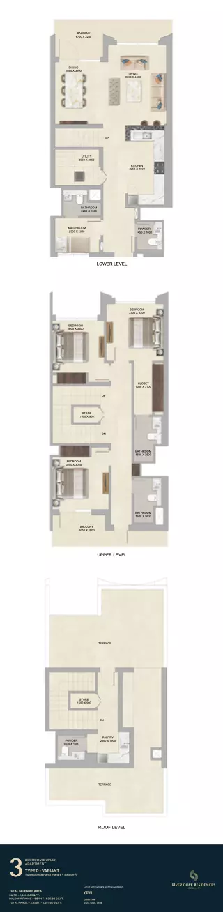 River Cove Residences at sobha city Type D-villament F, 3 beds