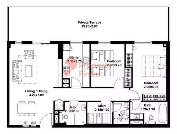 Midtown Noor Type-F Level-1 Building 5, 2 beds